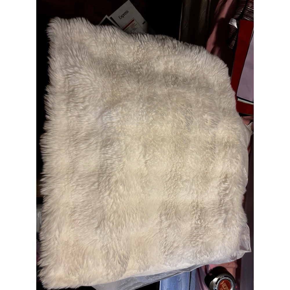 2 Pieces 20x29 Inch Neutral Cream Faux Fur Throw Pillow Cover Accent Sherpa
